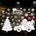 White Christmas static window stickers with Santa Claus truck and snowflakes for glass - Christmas Tree and Truck (BJC815) / BJC815 White Christmas Static Sticker