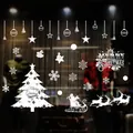 Große weiße Weihnachtsfensteraufkleber statisch haftend mit Baum und Rentieren - Reich Verzierter Baum Schlitten Stil (BXD-163)