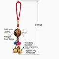 Handmade traditional Chinese brass coin ball wind chime pendant with lucky red cord - 2.3cm Diameter Coin / Brass Lulutong Hanging Ornament with 3 Copper Bells