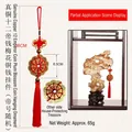 Twelve emperor coins plum blossom Chinese knot tassel pendant for home decoration 36cm - 2.3cm Diameter Coin / 12 Emperor Coins Plum Blossom House Blessing Ornament (Gold Edge Knot)