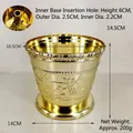 Golden Christmas tree base planter with dimension details and embossed grape pattern - Gold Flower Pot 18