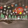 Festive colorful Christmas static window decals with Santa Claus snowman and snowflakes - Colorful Santa and Snowman (CJCA55) / CJCA55 Color Christmas Static Sticker