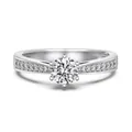 Elegant S925 sterling silver engagement ring featuring a brilliant round center stone - Size 5 / White Gold (April/White Stone)