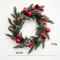 Traditional 45cm Christmas wreath decorated with red balls and pine cones, 415g weight - 45cm Wreath (PE Christmas Wreath) / 1 Piece