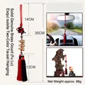 Solid brass gourd Chinese knot hanging ornament with red and black silk tassels - 2.3cm Diameter Coin / 3 Solid Copper Gourds Hanging Ornament with Two-Tone Tassel