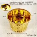 Gold plastic basket stand for Christmas trees with dimension markings - Gold Woven Style 10