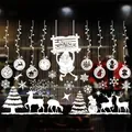 White Christmas static window stickers featuring snowflakes, reindeer, and Santa Claus decals - Christmas Mixed Silhouettes (BJCA56) / BJCA56 White Christmas Static Sticker