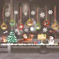 Colorful Christmas static window stickers set featuring Santa Claus and snowflakes. - Colorful Christmas Figure Set (CJCA30) / CJCA30 Color Christmas Static Sticker