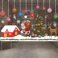Festive colorful Christmas electrostatic window stickers with Santa and tree motifs. - Colorful Decorative Balls and Snow House (CJCA31) / CJCA31 Color Christmas Static Sticker