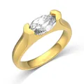 Elegant gold plated S925 sterling silver ring with a marquise cut clear zircon stone - Size 5 / Marquise Geometric Style (DY121176) / Gold