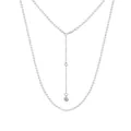 Collar de cadena de bolas de plata S925 con un colgante redondo de circonita brillante - Solitario de Bolas Facetadas (DY190996) / Plata 925 / Oro blanco