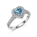 Elegant S925 sterling silver heart ring featuring a sparkling light blue heart-shaped gemstone - Size 5 / Light Blue
