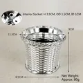 Silver woven Christmas tree stand base and plant pot with dimensions and weight info - Silver Flower Basket 12