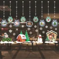 Colorful Christmas static window decals with Santa, snowmen and snowflakes for home holiday. - Santa and Snowman (JC-802) / CJC802 Color Christmas Static Sticker / Colorful