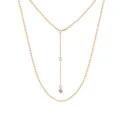 Elegante collar de cadena de bolas de plata de ley S925 dorada con colgante de circón - Solitario de Bolas Facetadas (DY190996) / Plata 925 / Champán dorado
