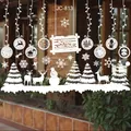 White Christmas electrostatic window sticker featuring snowflakes trees and reindeer - Christmas Balls and Forest (JC-813) / BJC813 White Christmas Static Sticker / White