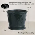 Stable dark green Christmas tree stand base plastic flower pot with snowman pattern design - Black Flower Pot 15