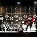 White Christmas static window stickers featuring snowflakes and reindeer silhouettes - Reindeer and Snowflakes Silhouette (JC-A38) / BJCA38 White Christmas Static Sticker / White