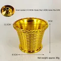Golden woven Christmas tree base stand and decorative flower pot for holiday displays - Gold Flower Basket 12