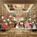 Festive colorful Christmas electrostatic window stickers with Santa, reindeer and snowflakes - Sleigh Santa and Cabin (JC-803) / CJC803 Color Christmas Static Sticker / Colorful