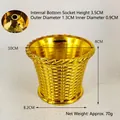 Gold Christmas tree stand base with woven basket texture for festive holiday decor - Gold Flower Basket 10