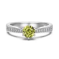 Exquisite S925 sterling silver ring featuring a brilliant yellow round-cut gemstone - White Gold (August/Peridot Green)
