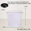 White plastic Christmas tree stand base with relief pattern, 12cm height dimensions - White Flower Pot 15
