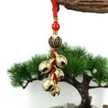 Traditional bronze bells hanging ornament with red knot and lotus bead detail - 2.3cm Diameter Coin / 5-Head Tiger Bell Keychain Pendant