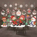 Festive Christmas static window cling stickers featuring Santa, snowmen, and snowflakes. - Santa and Hanging Balls (JC-A53) / CJCA53 Color Christmas Static Sticker / Colorful