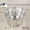 Silver basket-weave Christmas tree stand base with detailed dimensions, 14.5cm top diameter - Silver Woven Style 15