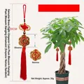 Traditional Chinese 8-emperor plum blossom copper coin pendant with red tassel and knot - 2.3cm Diameter Coin / 8 Emperor Coins Plum Blossom Pendant (Gold Edge Knot)