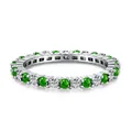 Elegante anello eternity in argento sterling 925 con zirconi verdi e bianchi puri - Taglia 6 / Oro Bianco DY120158 (Stile Eternità con Zirconia Verde e Bianca)