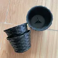 Black plastic Christmas tree base stand with woven texture and internal fixed bracket - Black Woven Style 8cm