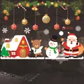 Colorful Christmas window static stickers with Santa, snowman, and reindeer festive designs. - Snowman and Red House (CJCA36) / CJCA36 Color Christmas Static Sticker / Colorful