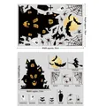 Halloween static window stickers size chart featuring haunted house and ghost motifs. - Haunted House Castle (BQ050)