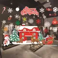 Festive Christmas window clings featuring Santa, reindeer, and snowflakes decorations - Santa with Sleigh and Snow House (CJCA35) / CJCA35 Color Christmas Static Sticker / Colorful