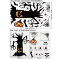 Halloween window sticker set with dimensions for spooky tree and pumpkins - Dead Tree (BQ051)
