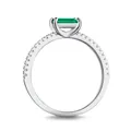 Elegante anello in argento sterling 925 con zircone verde smeraldo rettangolare - Taglia 6 / Stile Vintage Smeraldo Rettangolare (DY120171) / Argento