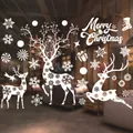 Festive white Christmas static window clings featuring reindeer and snowflake designs - White Reindeer and Snowflakes (BA60) / BA60 White Christmas Static Sticker / White