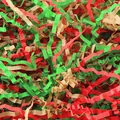 Multicolor festive red green and tan shredded crinkle paper filler for gift box packaging - Christmas Colors (Red & Green)