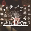 White Christmas window stickers featuring snowflake and reindeer silhouette designs - White Lush Tree and Deer (BJCA15) / BJCA15 White Christmas Reindeer Static Sticker / White