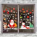 Colorful Christmas static window clings featuring Santa Claus, snowman and white snowflakes. - Color Santa with Gifts (A73) / A73 Color Christmas Static Sticker / Colorful