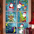 Pegatinas navideñas festivas para ventanas con diseños de Papá Noel, renos y muñecos de nieve - Juego BQ178-183 (Total 6 Modelos) / 6 Piezas/Paquete