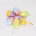Colorful 3x4cm foam Easter eggs with sequins and hanging ribbons for festival decor - Colored Sequined Foam Egg / 6 Pieces/Pack (5*7CM)