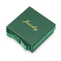 Elegant dark green square jewelry gift box featuring a ribbon bow and gold text - 7.5*7.5cm Bowknot Box / Dark Green