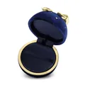Elegante runde dunkelblaue Samt-Schmuckschatulle mit goldener Schleife und Sternenverzierung - Weihnachts-Schmetterlings-Halskettenbox (DY2B0012) / Dunkelblau