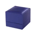 Elegante marineblaue quadratische Schmuckschatulle aus Satin für Ringe und Halsketten - Quadratische gebürstete Box (DY2B0004) / Blau