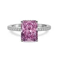 Luxuriöser S925 Silberring mit einem pinkfarbenen Edelstein im Radiantschliff. - Größe 5 / Rosa (Juli)