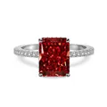 Luxuriöser S925 Sterlingsilberring mit strahlend rotem Edelstein und feinem Pavé-Besatz - Größe 5 / Rot (Januar)