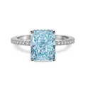 Luxuriöser S925 Sterlingsilber Ring mit einem strahlend hellblauen Eisblumen-Edelstein - Größe 5 / Hellblau (Dezember)
